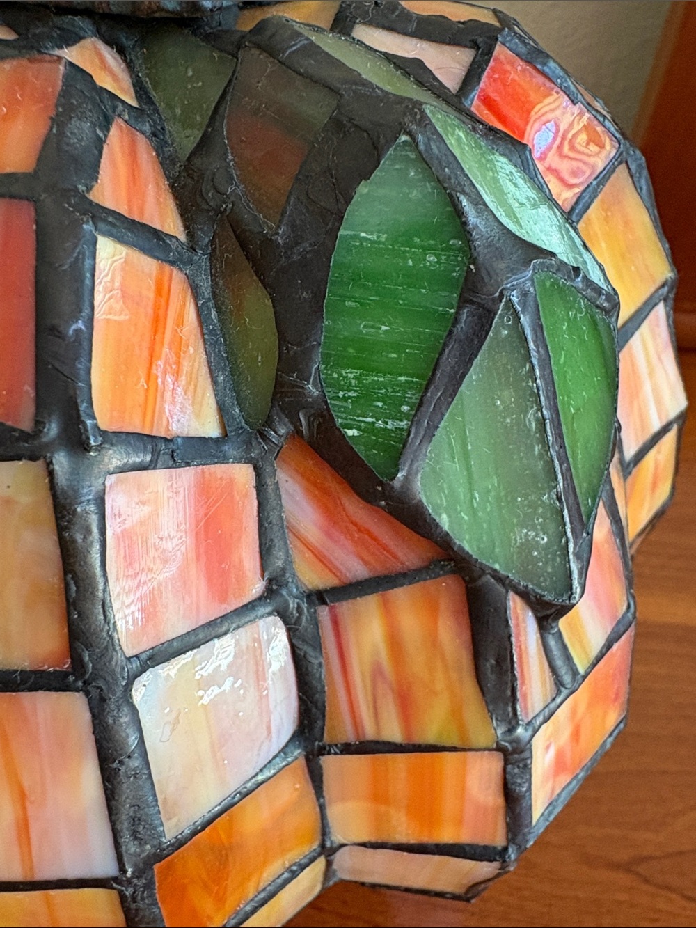 9” LIT Tiffany Style Stained Glass Pumpkin Accent Lamp Fall Autumn Farmhouse - Picture 15 of 16
